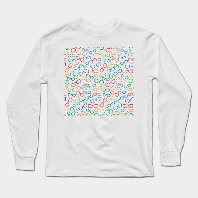 Colorful seamless pattern with glasses Long Sleeve T-Shirt by DanielK